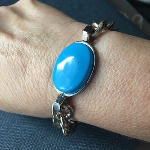 Silvertone turquoise colored bracelet